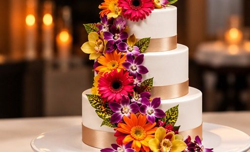 Floral wedding cake